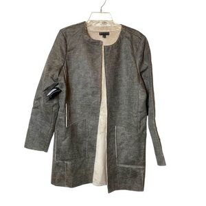 NWT Bobeau gray open jacket. Faux fur lined. Large